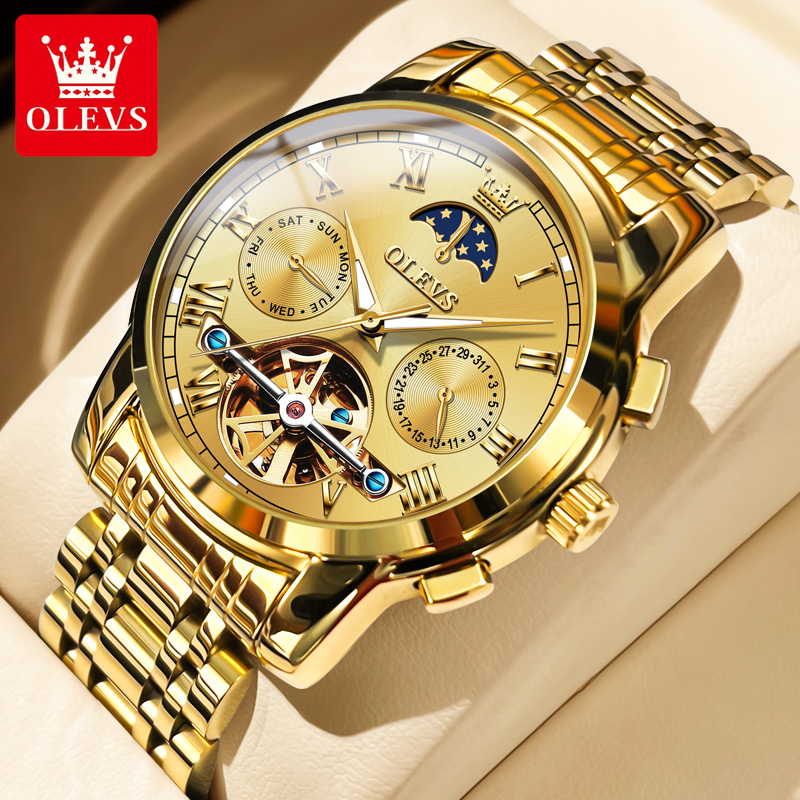 Leather Classic Strap - OLEVS 6617 Men's Classic Mechanical Watch