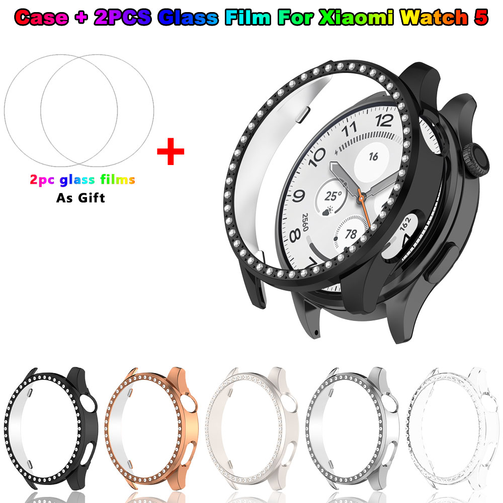 Android Smartwatch Accessories - Bling PC Case + Glass Film