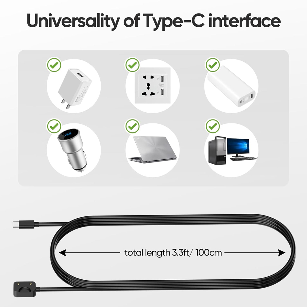 Black USB-C Charging Cord for  - Best Smartwatch Accessories 评论和价格