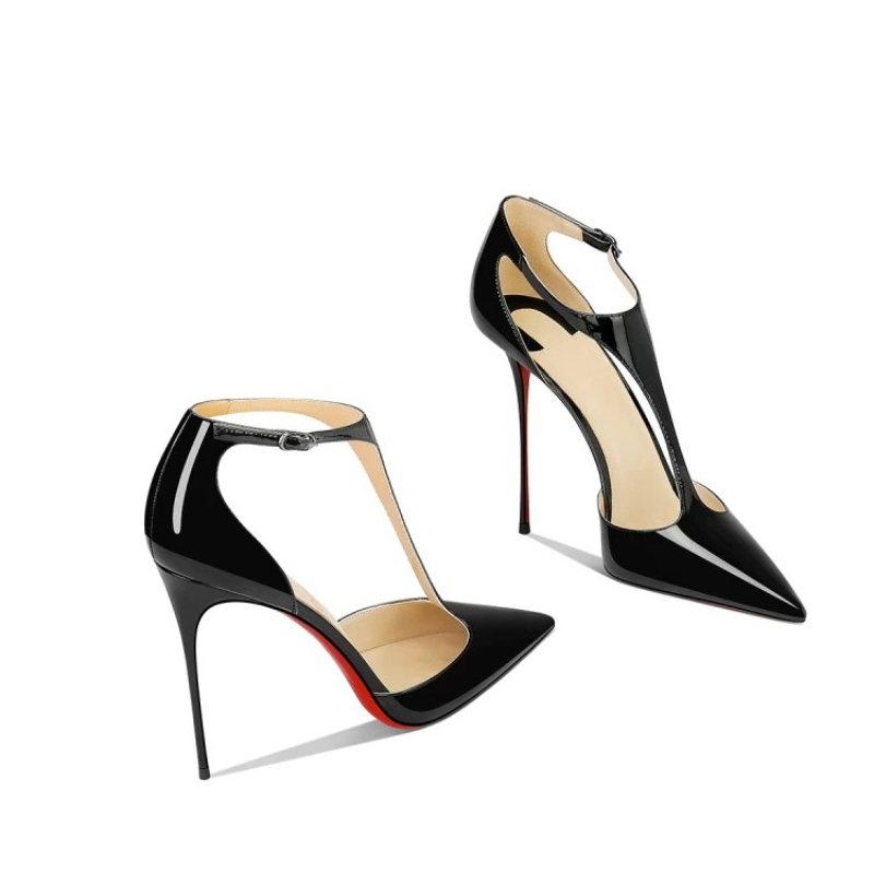 Black Patent Pointed Stiletto  - Leather Classic Strap 评论和价格