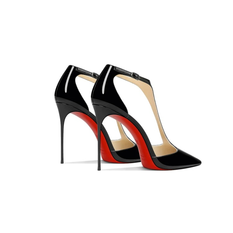 Black Patent Pointed Stiletto  - Leather Classic Strap 评论和价格