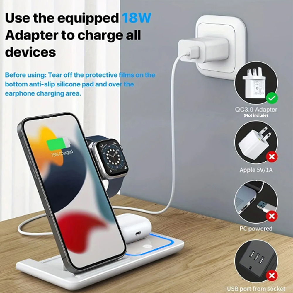 15W 3 in 1 Wireless Charger St - Smartwatch X 评论和价格