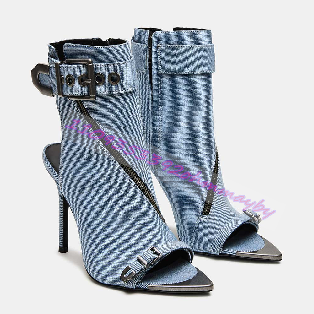Summer Blue Denim Pointed-Toe  - Leather Classic Strap 评论和价格