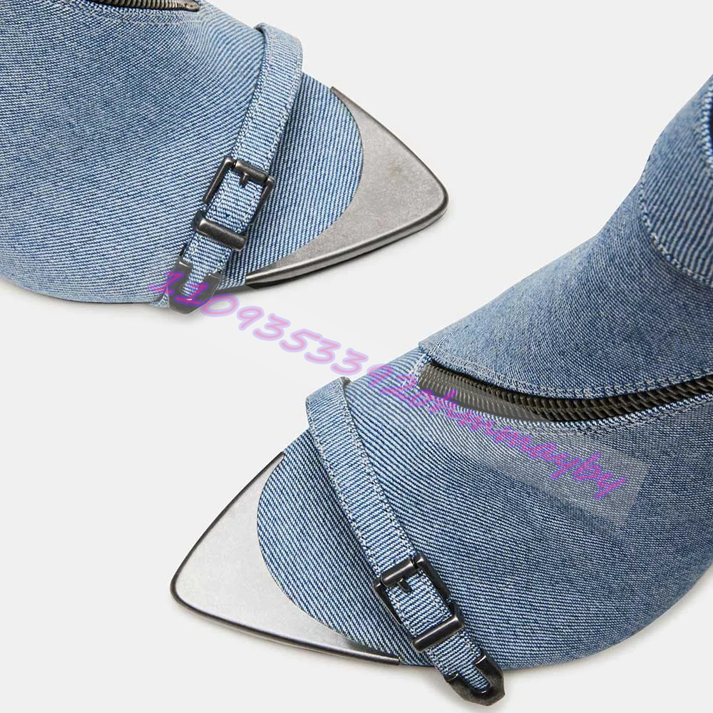 Summer Blue Denim Pointed-Toe  - Leather Classic Strap 评论和价格