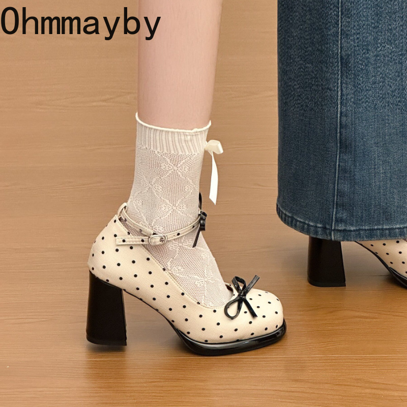 Platform Thick Heel Women Mary - Leather Classic Strap 评论和价格