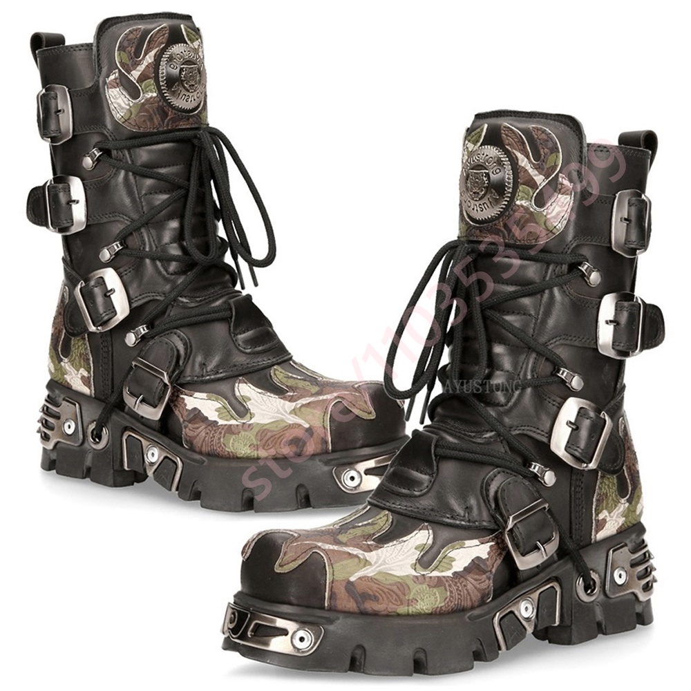 Punk Rock Camouflage Belt Buck - Leather Classic Strap 评论和价格