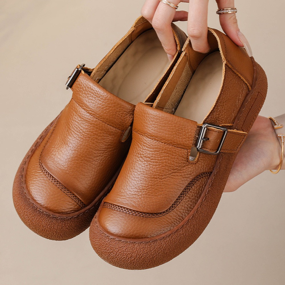 Casual Single Shoes for Women  - Leather Classic Strap 评论和价格